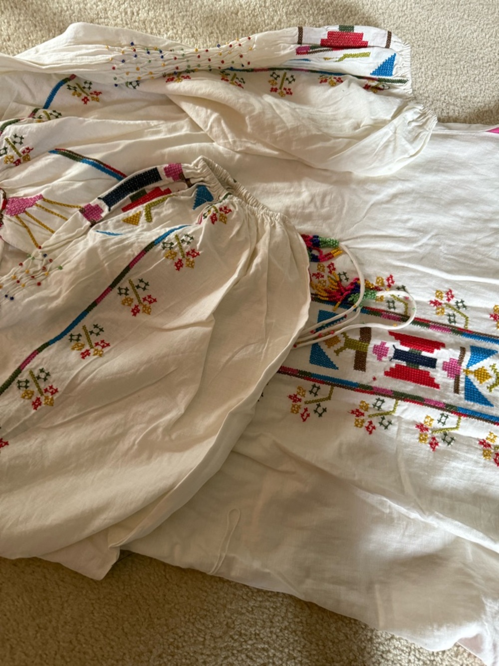 FARM Rio White Midi Dress with Pink, Blue and Yellow Embroidery - Picture 6 of 6